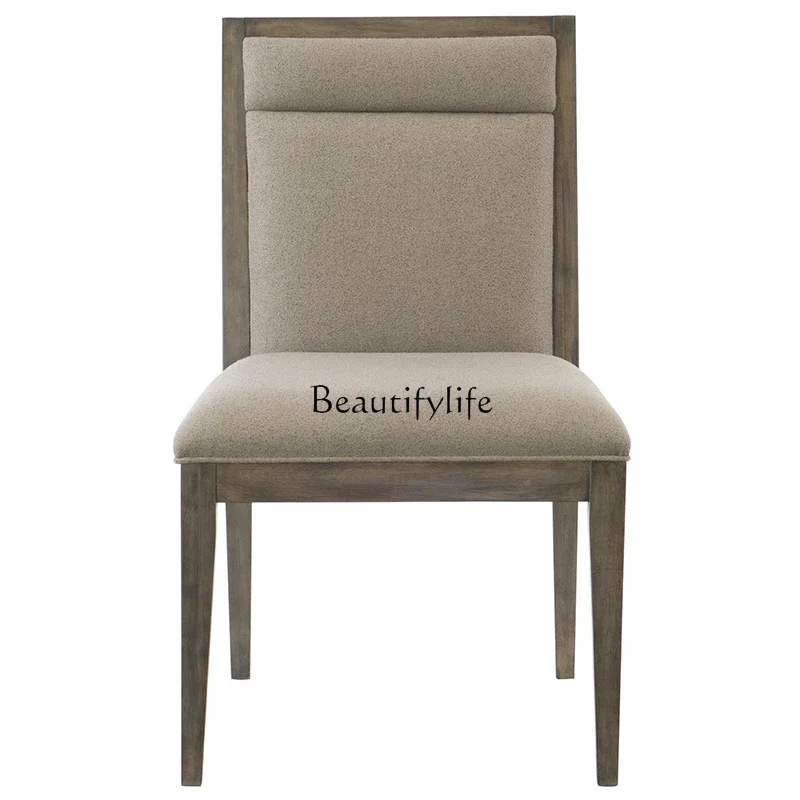 

*American Modern Light Luxury Solid Wood Dining Chair Simple Quality Armrest Home Nordic Fabric Study Chair