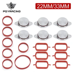 Set of 6 x 33mm OEM design by aluminum For BMW Swirl Flap Blanking Plates seal with intake manifold gasket 6 cylinder PQY-IMK02