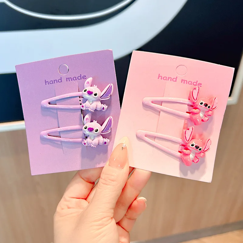 2 قطعة مشبك شعر ديزني ستيتش لطيف الكرتون فتاة والطفل موضة إكسسوارات الشعر Kawaii بوبي دبوس دبوس الشعر هدايا العيد
