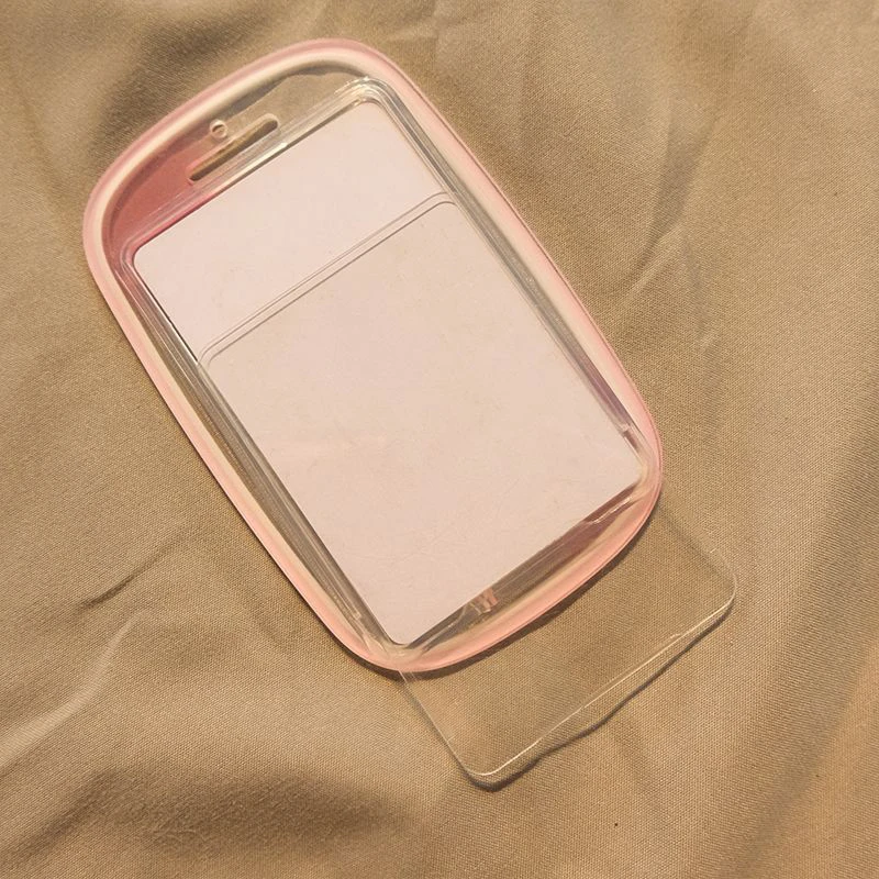 Pink Rose Transparent Gradient Photo Card Holder Idol Photo Sleeve Keychain Photocards Protector Case Student Card