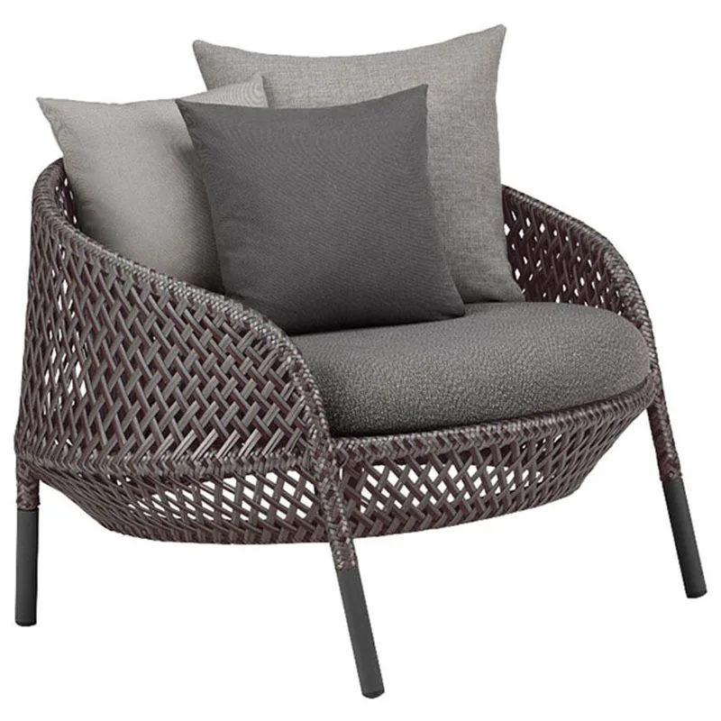 

Modern Woven Rattan Lounge Sofa with Cushions, Durable Outdoor Armchair for Patio, Garden, Balcony, or Living Room