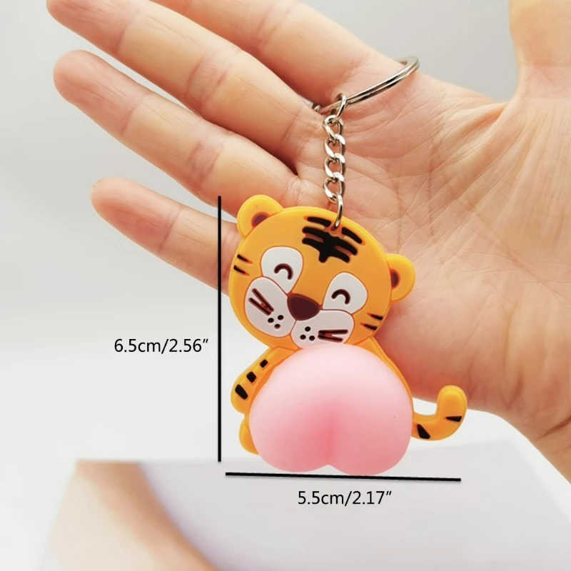 Cartoon Dieren Mini Sleutelhanger Verzachten Bal Knijpen Butt Sleutelhanger Fidget Butt Pop Nieuwigheid Geschenk Kinderen Stress Verlichting