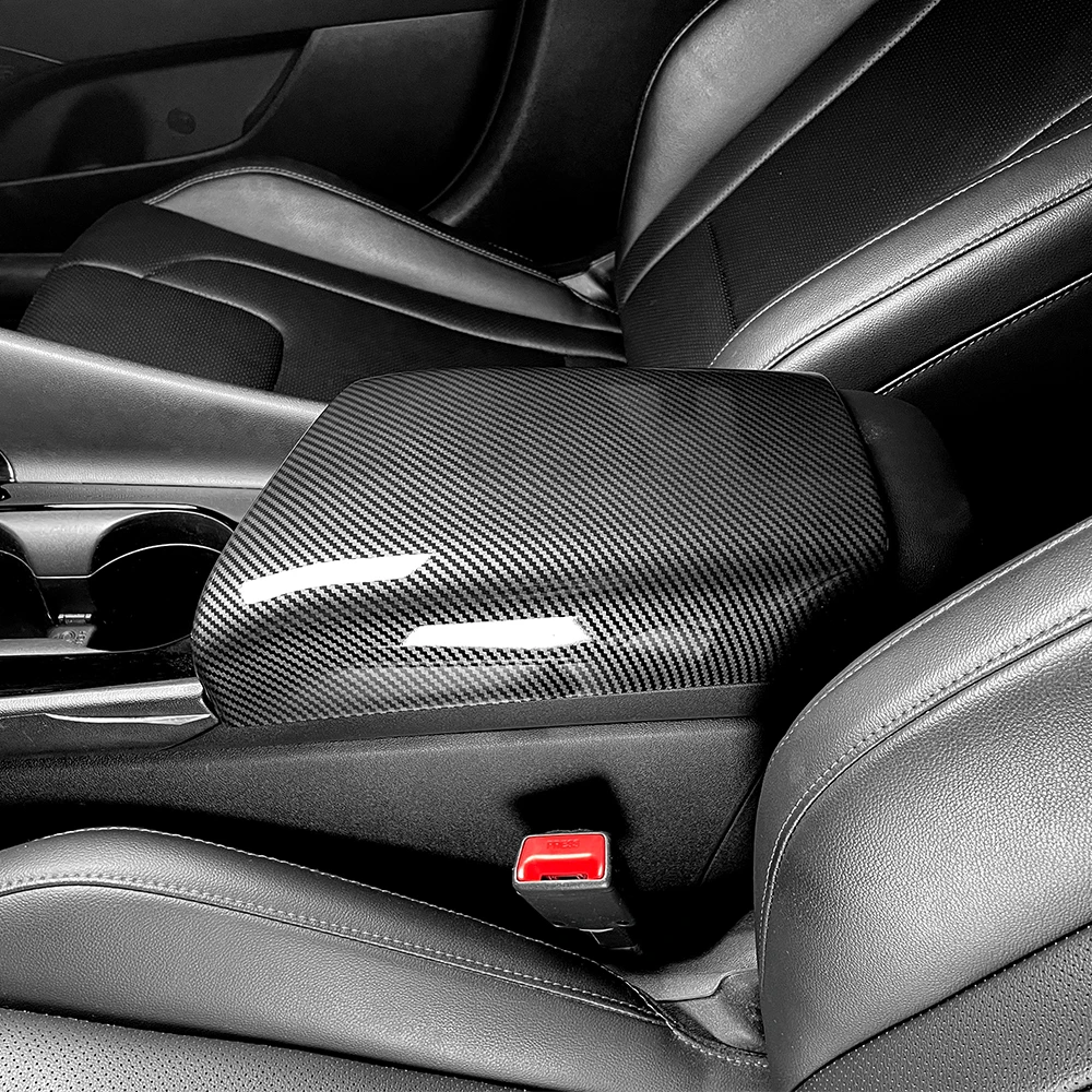 For Hyundai Elantra CN7 N /CN7 Car Armrest Cushion Cover Carbon Fiber ABS Console Armrest Box Pad Cover LHD/RHD 3
