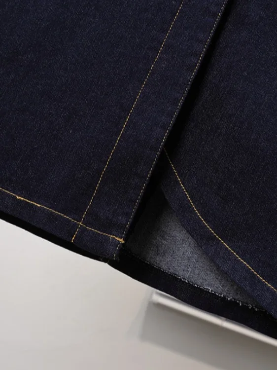 

Summer 2025 plus Size Elastic Waist Denim Mid-Length A-Line Skirt Slimming Base Layer f-length Skirt for plus Size Women