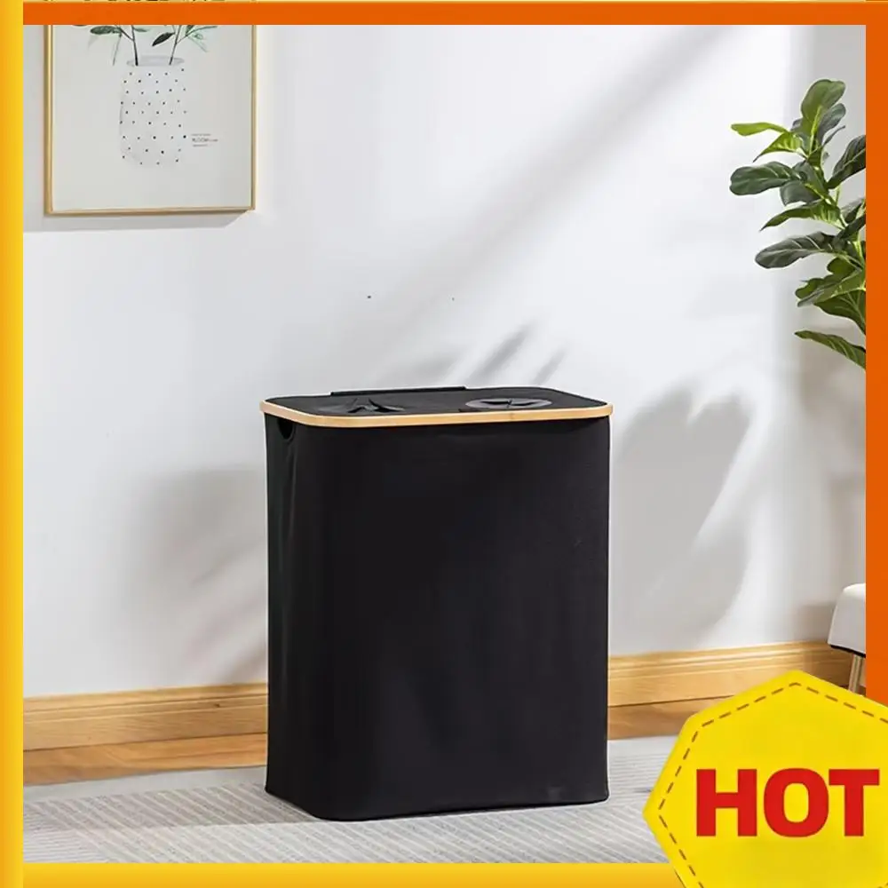 

Складная корзина для белья из оксфордской ткани, 140 л, 2 секции, большая, с крышкой, съемный мешок для гостиной, ванной, спальни