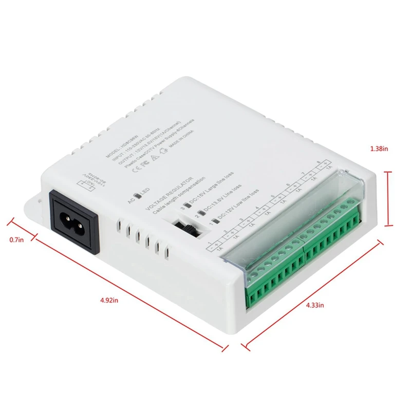 CCTV-camera Voeding Distributie Voeding 90V-264VAC Ingang naar 12V-13.8-15VDC Uitgang