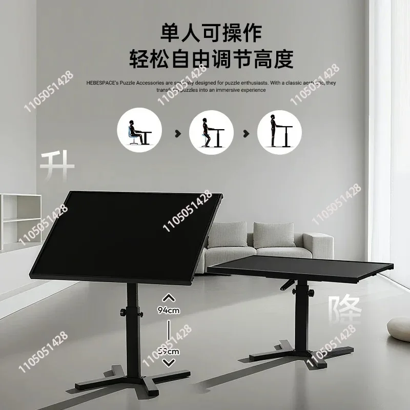 Premium Metal Puzzle Table with Adjustable Height, with Lid and Storage Drawers, Excluding Puzzles