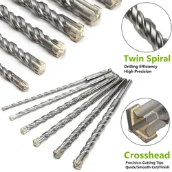 110/160/210mm Electric Hammer Drill Bit 5/6/8/10/12/14/16mm Cross Type Tungsten Steel Alloy SDS Plus Masonry Concrete Rock Stone