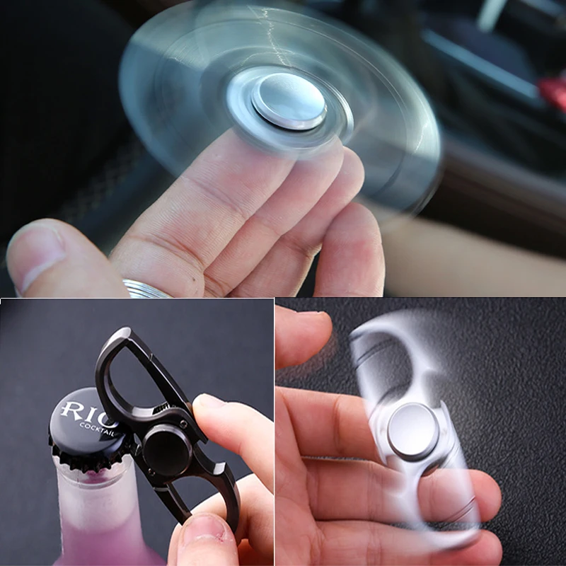 Multifunctional Hand Spinner Metal Bottle Opener Spinning Top Keychain Adults Stress Relief Fidget Spinner Keychain with Gift