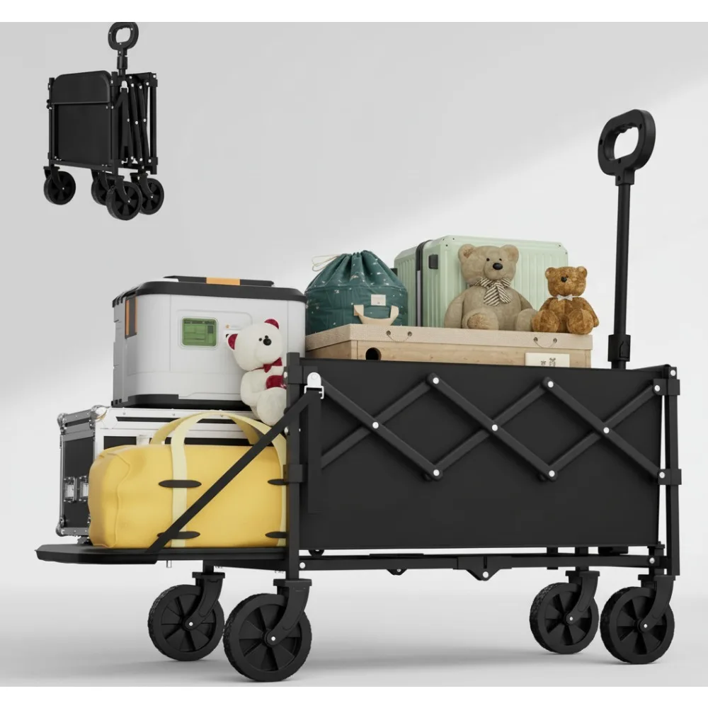 

Foldable Utility Wagon Cart 350lbs Capacity Portable Lightweight for Shopping Camping Sports Garden Outdoor