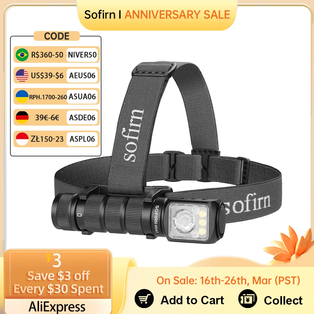 SOFIRN HS42 Headlamp 2100lm 18650 EDC USB C Rechargeable with Power Bank Flashlight SST40 LED Torch with Magnetic for Camping