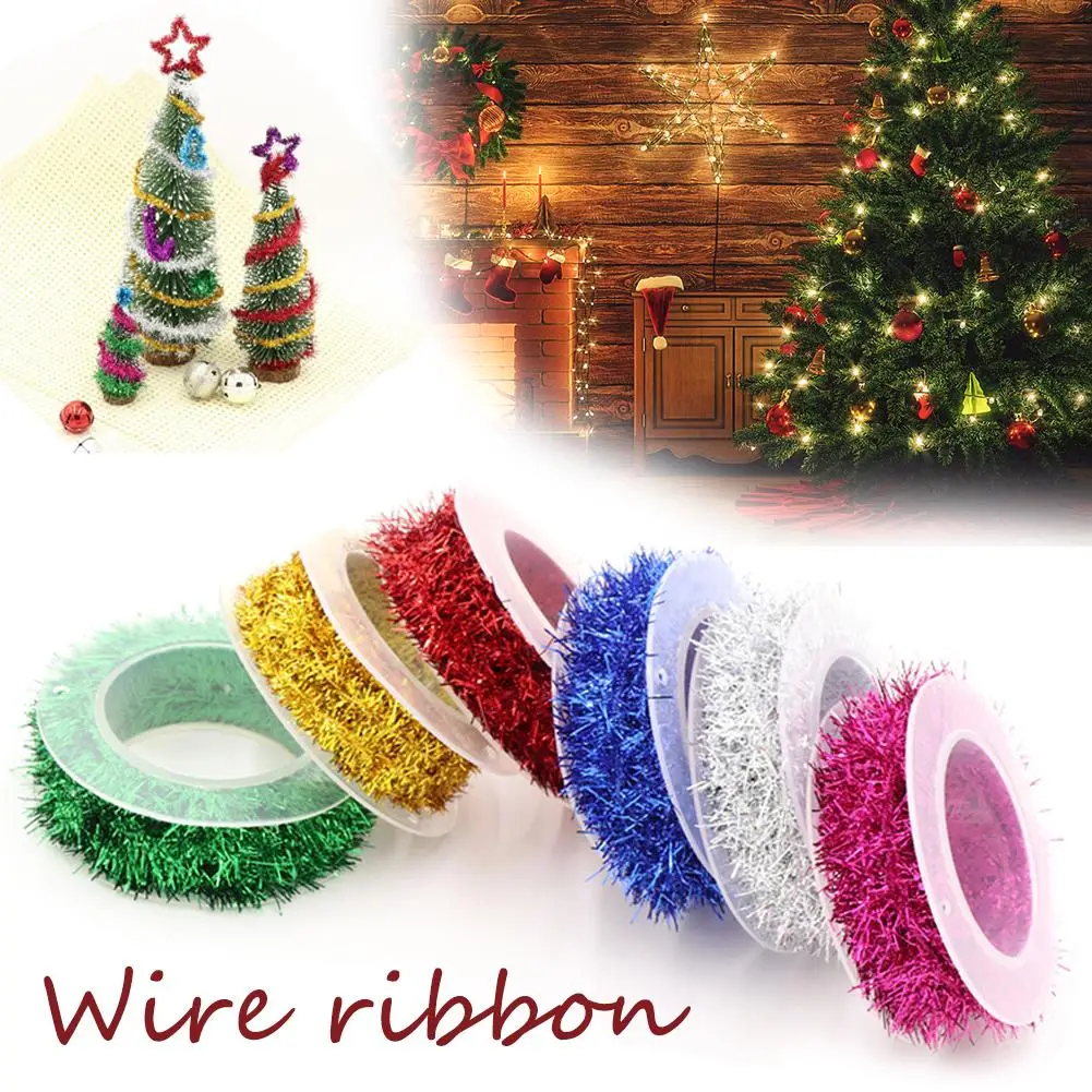 1.5m/roll Christmas Tree Decoration Metal Wire Color Tree Strip Holiday Decorative Family Diy Ribbon Supplies Christmas F6a4