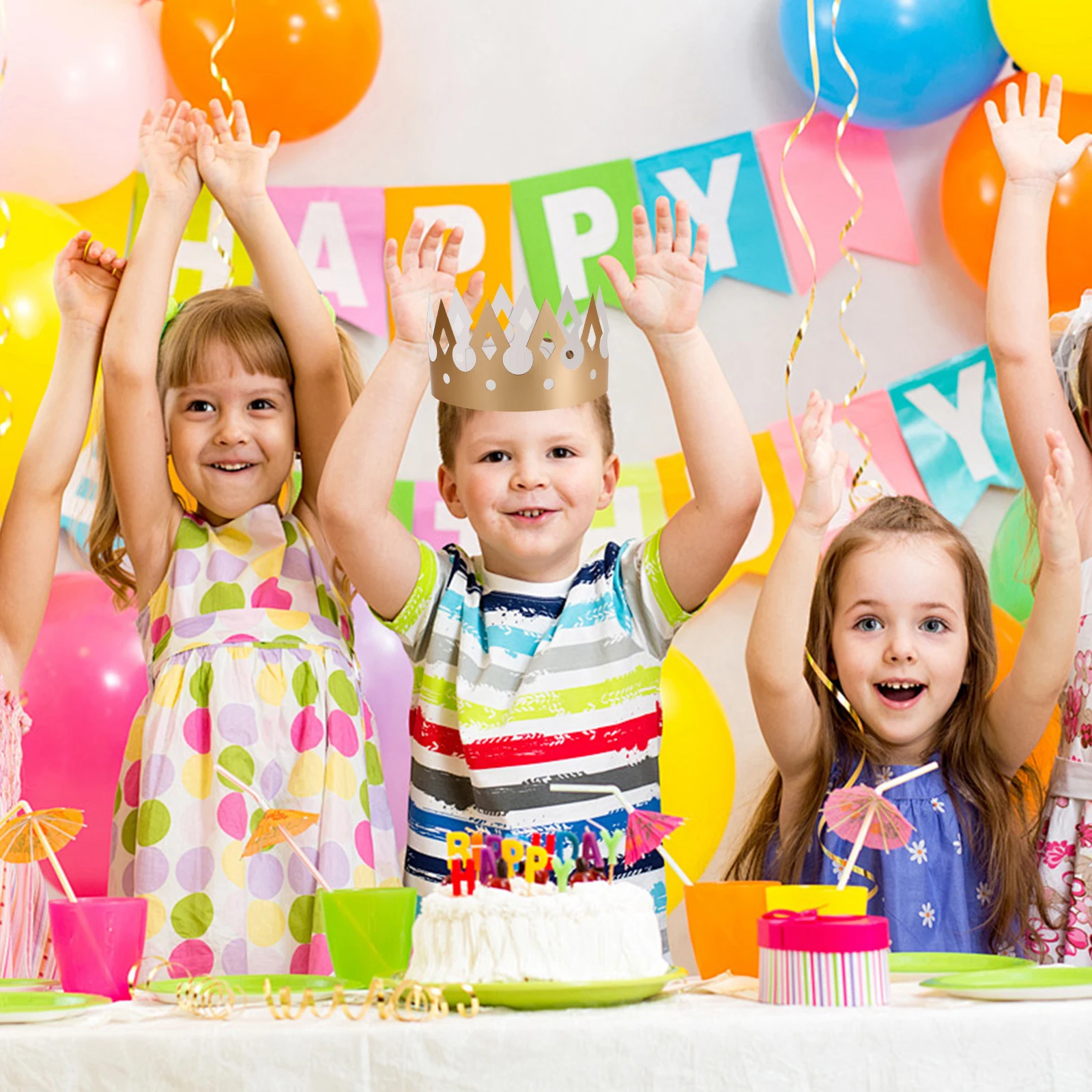 

40pcs Birthday Paper Crowns For Kids Thick Party Hats Unique Design Diy Assembly Classroom Celebration Decor Bulk