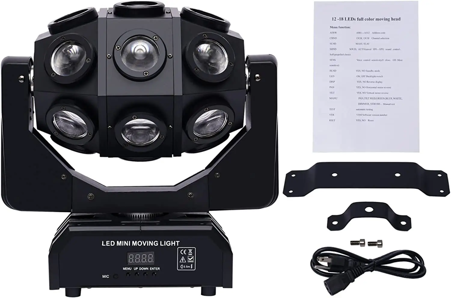 Imagem -06 - Led Abelha Olho Movendo a Cabeça Luz 18x12w Rgbw 4in1 Profissional Luz de Palco Turbilhão Par dj Feixe Lavagem Efeito Luz Dança Aniversário