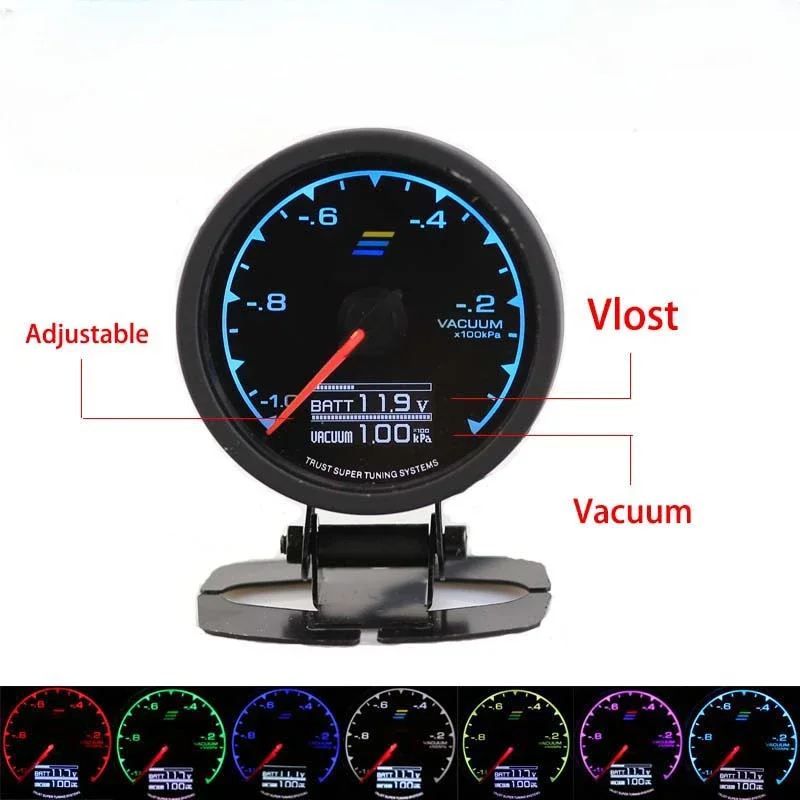 

62mm Gauge Votemeter 7 Light Colors LCD Display With Voltage Car Meter Gauge 2.5 Inch With Sensor Racing Greddi Gauge