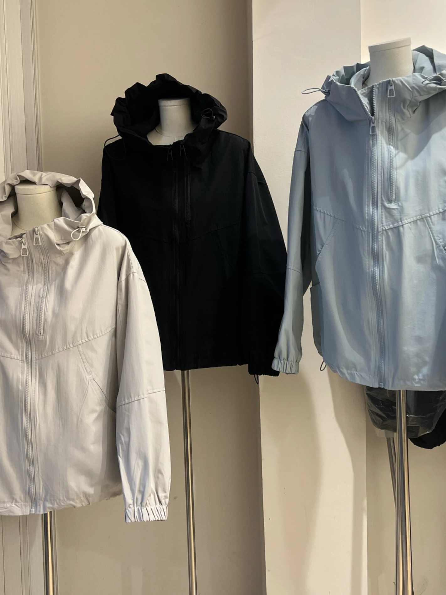 Ele Double Zipper Hooded Jaet Women's Mid-Length Outdoor Top Spring 2025 Commute Sle Loose Fit Premium Feeling