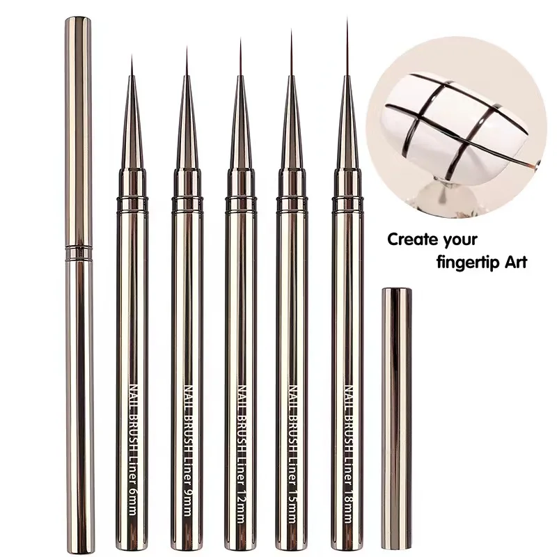 

Nail Liner Brush Set Drawing Lines Stripe Painting Nail Design Nail Art Manicure Metal Handle 6/9/12/15/18mm Nail Art Pens