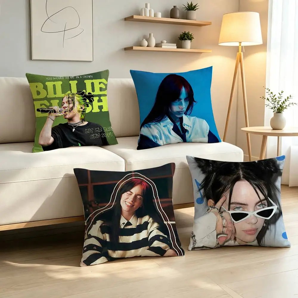 COOL B-Billie Eilish Pillow Case Pattern Printed Pillowcase For Living Room Sofa Cushion Cover