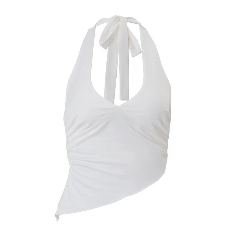 Casual sólido com decote em v halter colheita topos elegante sem mangas magro verão camisola formal streetwear feminino diário desportivo colete