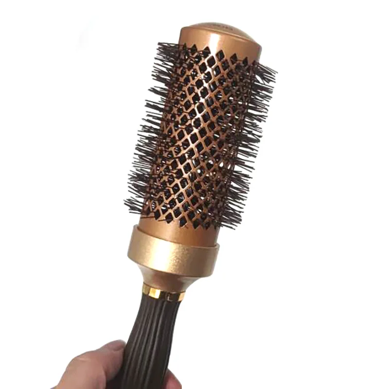 Gold Themal Hair Salon Curly Hair Round Brush Aluminum Radial Hair Ionic Comb In 4 Sizes Professional Salon Brushes