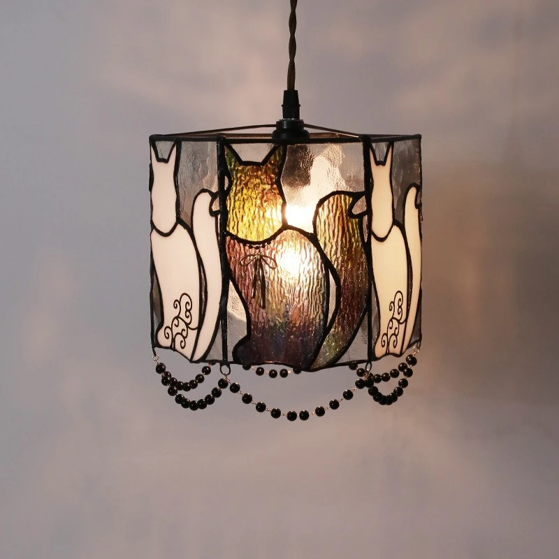 American vintage pendant lamp: Gothic glass fixture for dining room, bedside bedroom, bar, counter, entryway, corridor,