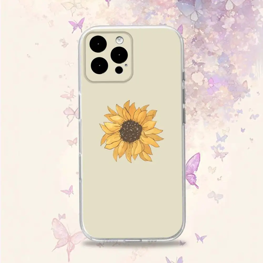 Hermosa funda de teléfono transparente S-Sunflower-es para iPhone 11,15,16,14,13,17,12,Pro,SE4,Plus,E,Max,Air,Mini funda trasera suave