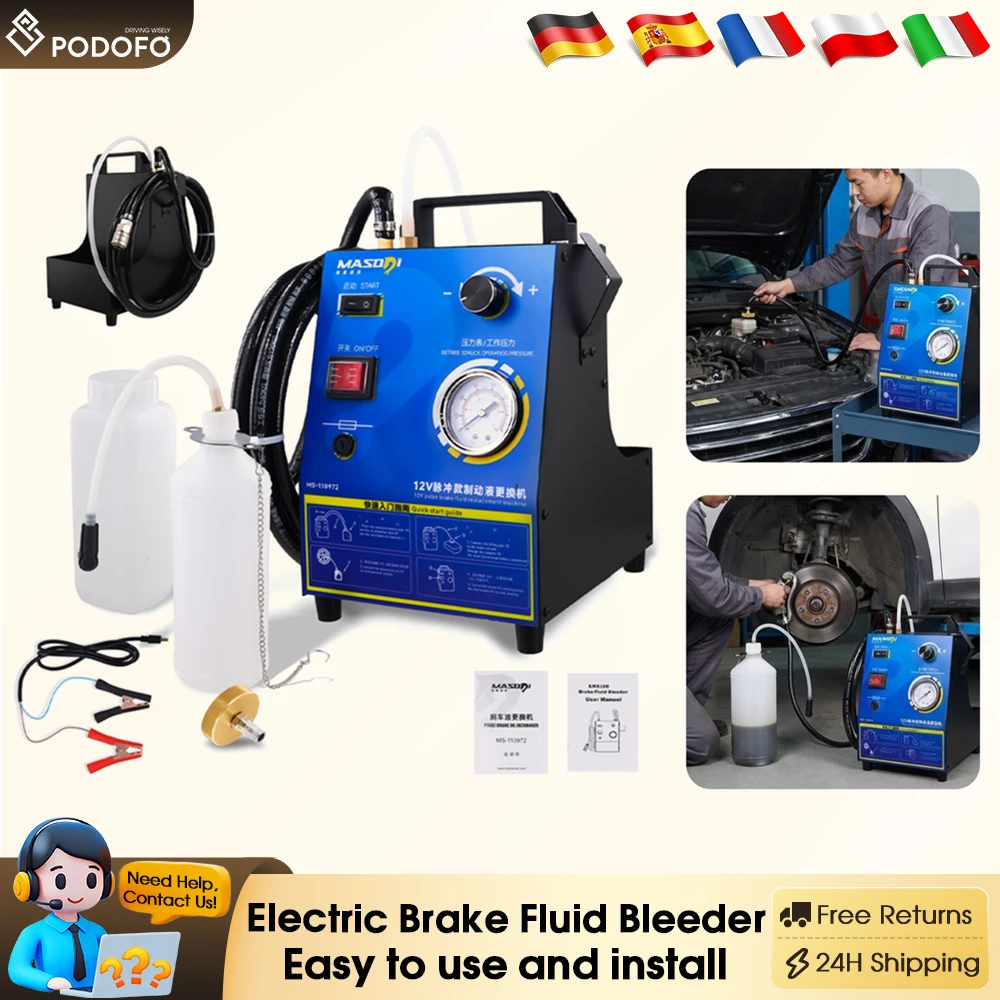 Machine à échanger le liquide de frein Podofo 12V, purgeur de frein à vide, extracteur de liquide pneumatique pour véhicules