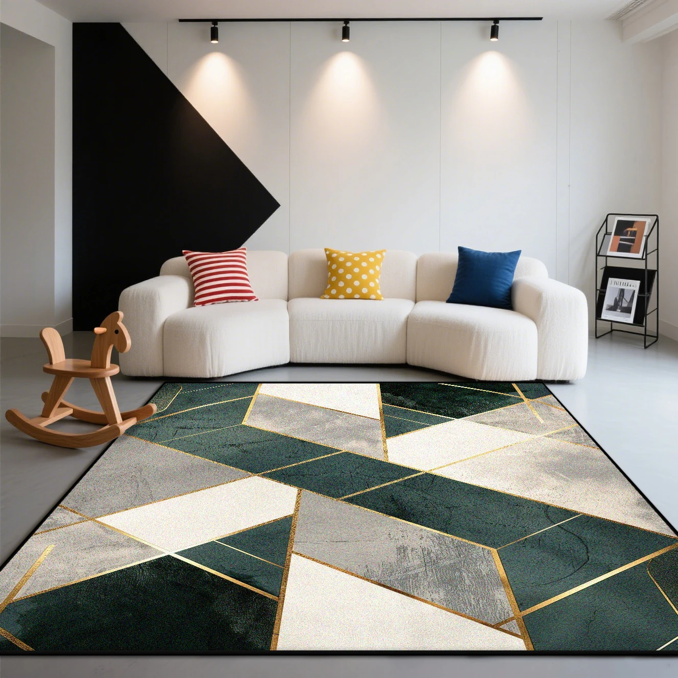 

Nordic Style Striped Easy Cleaning Carpet Home Living Room Geometric Non-slip Bedroom Rug Lint-free Big Size Cloakroom Floor Mat