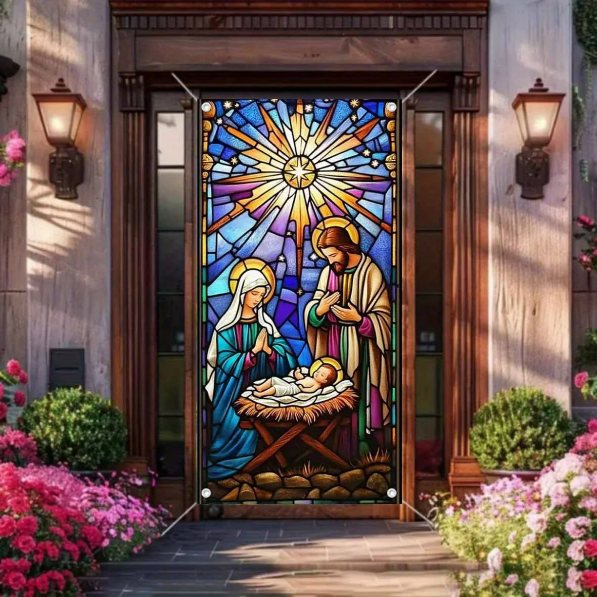 علم باب ثنائي الأبعاد، علم باب بوليمر واحد لحفلة الميلاد مع تصميم مشهد عيد الميلاد #2