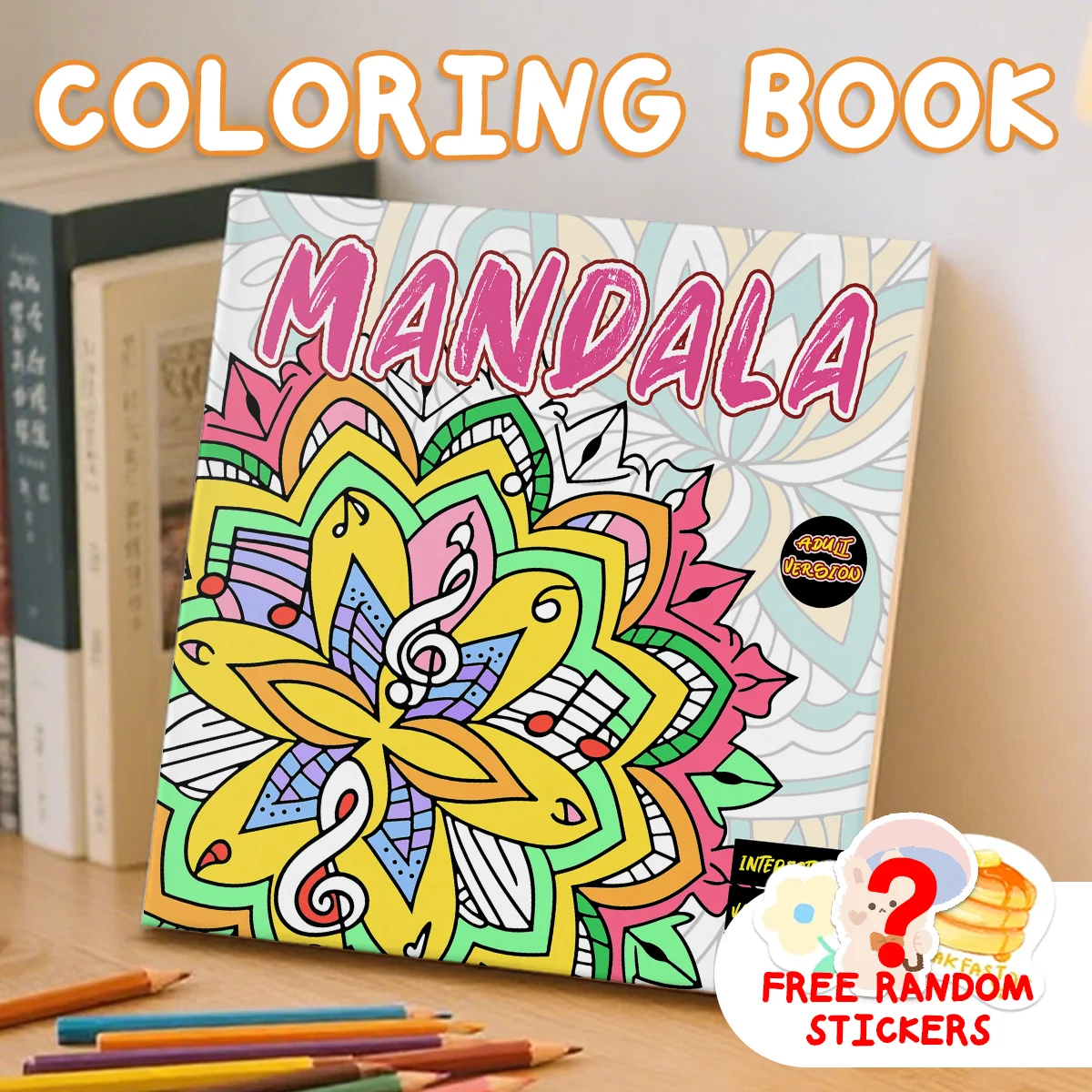 Nuevo producto, papel grueso nacarado sobre el tema de Mandala, libro para colorear de uñas a caballo de 20x20 pulgadas] colorear con patrón de Mandala