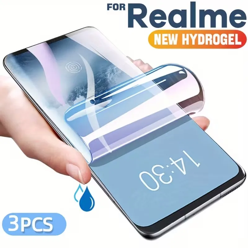 3 pçs filme de hidrogel para realme gt neo 6 5 se 3 6t gt6 gt5 pro nota 50 protetor de tela para realme c63 c65 c67 c51