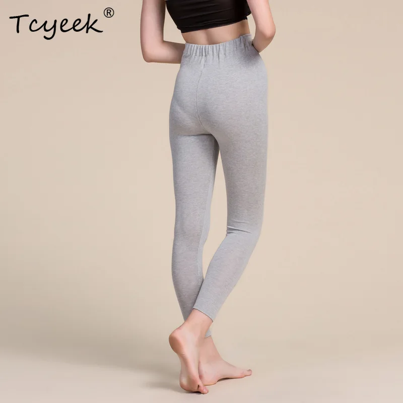 Tcyeek feminino 80% seda 15% lã 5% calças de náilon malha elástica comprimento total camisola quente leggings térmicas outono inverno b37127qc