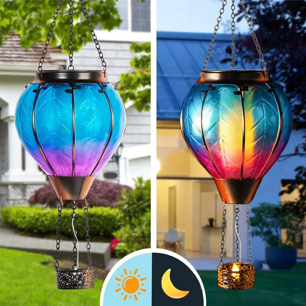 Imagem -03 - Flickering Flame Hanging Paper Lantern Balão de ar Quente Luz de Jardim Solar ao ar Livre Lâmpada Impermeável Ip65 Decoração de Festa de Férias