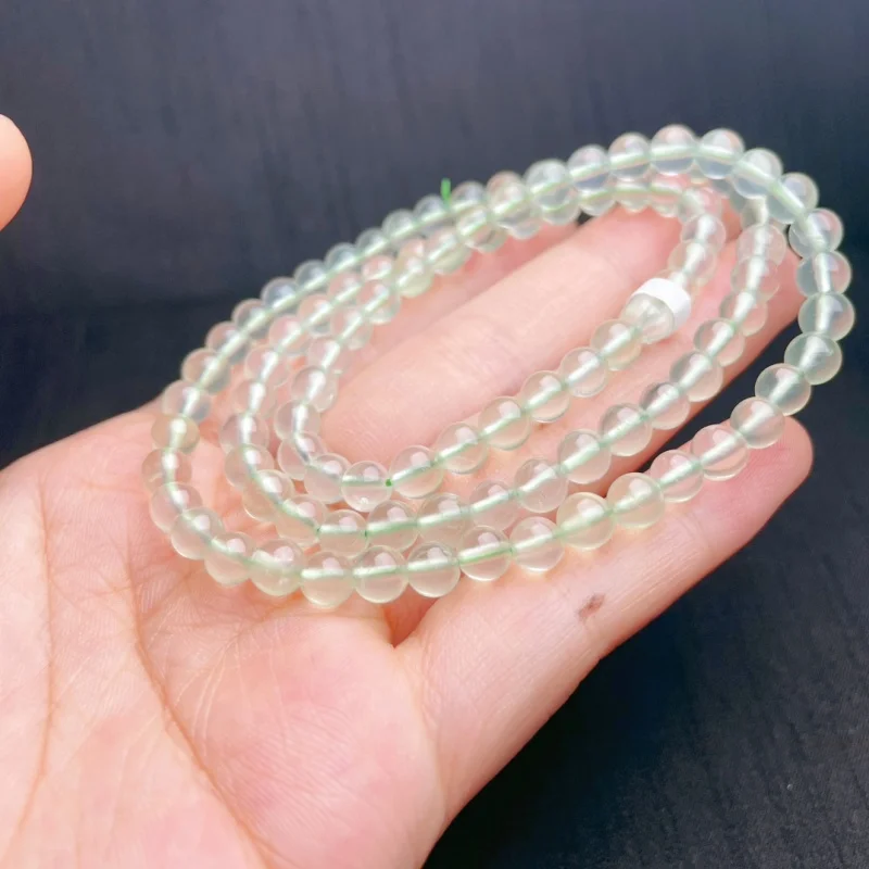 

6MM Natural Prehnite Triple Circle Bracelet Charms Handmade Fortune Energy Bangle Mineral Woman Amulet Jewelry Gift 1PCS