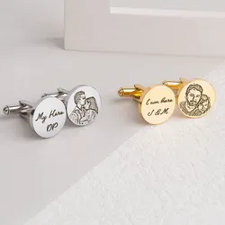 Personalized Cuflinks for Wedding Engagement, Custom Date Name Logo Husband Boyfriend Groom Gift