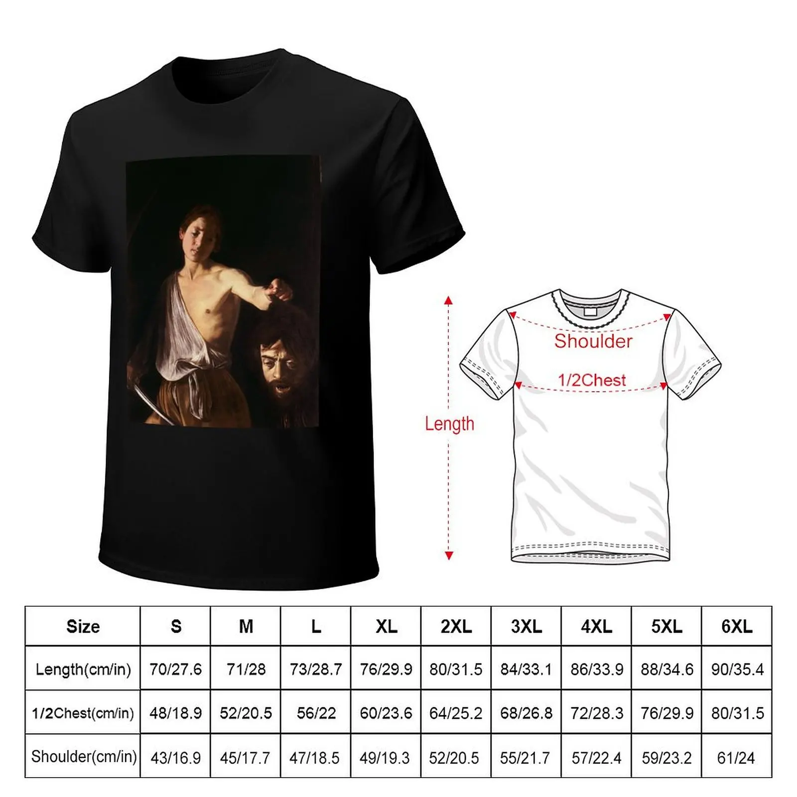 DAVID WITH THE HEAD OF GOLIATH - CARAVAGGIO T-Shirt funny gifts fashion shirts anime clothes t shirts for men