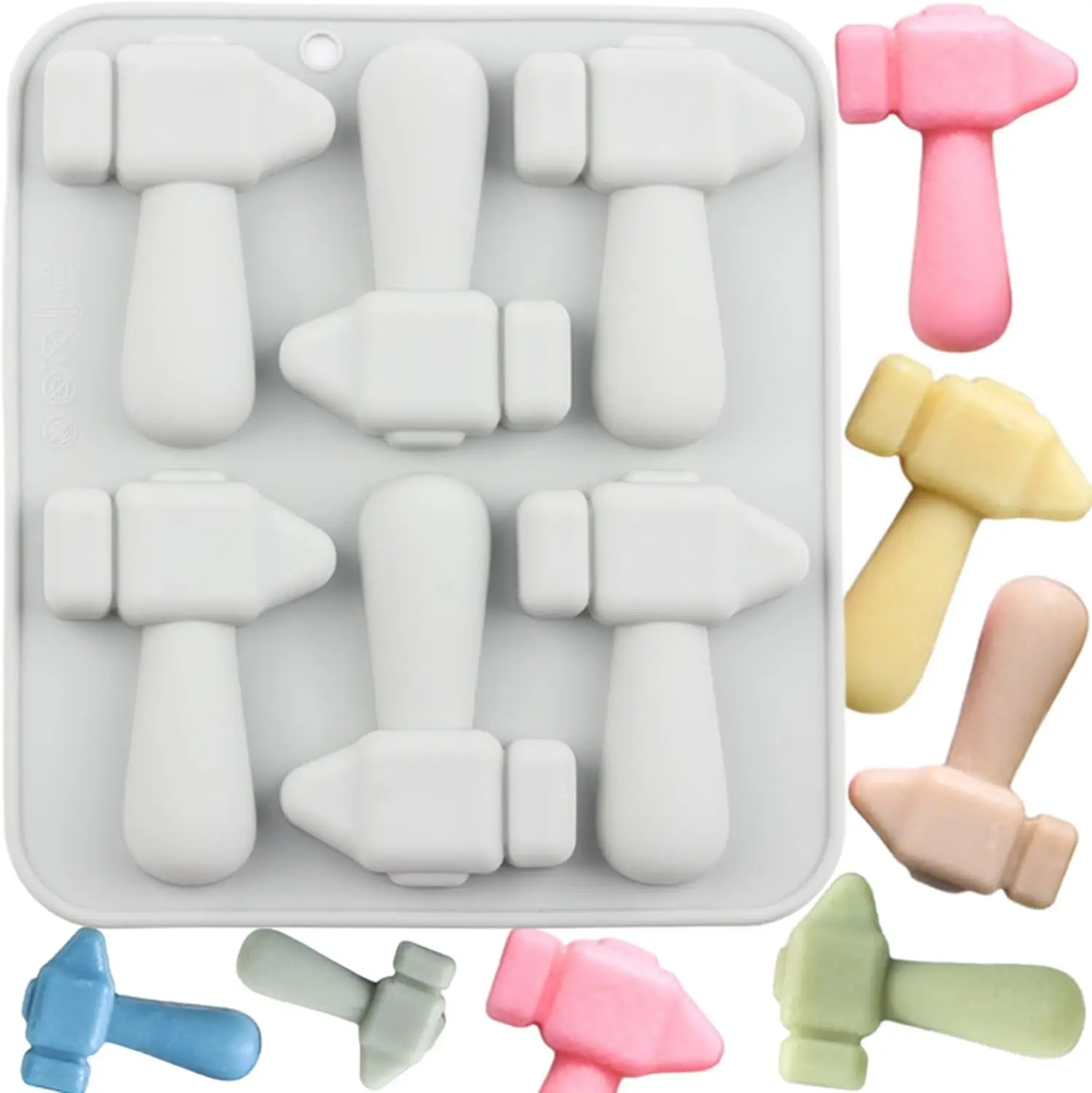 

6 Cavity Hammer Silicone Mold 3d Hardware Tool Fondant Candy Chocolate Mould Epoxy Resin Molds Cake Decoration Accessories