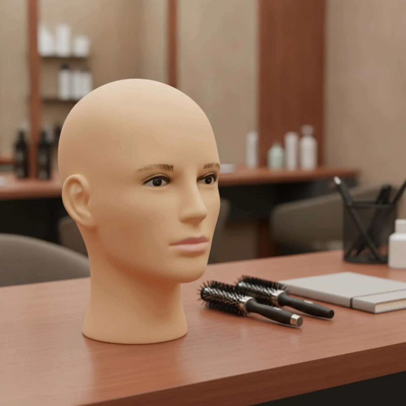 Plastic Bald Mannequin Head Display with Realistic Facial Features for Wig Hat and Helmet Showcase in Salon Retail Store 4