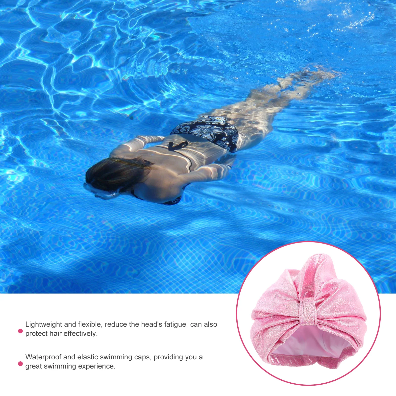 قبعة سباحة للسيدات ذات ألوان زاهية من النايلون الفاخر، تصميم مرن مقاوم للماء يحمي الشعر بسهولة على أسلوب الموضة