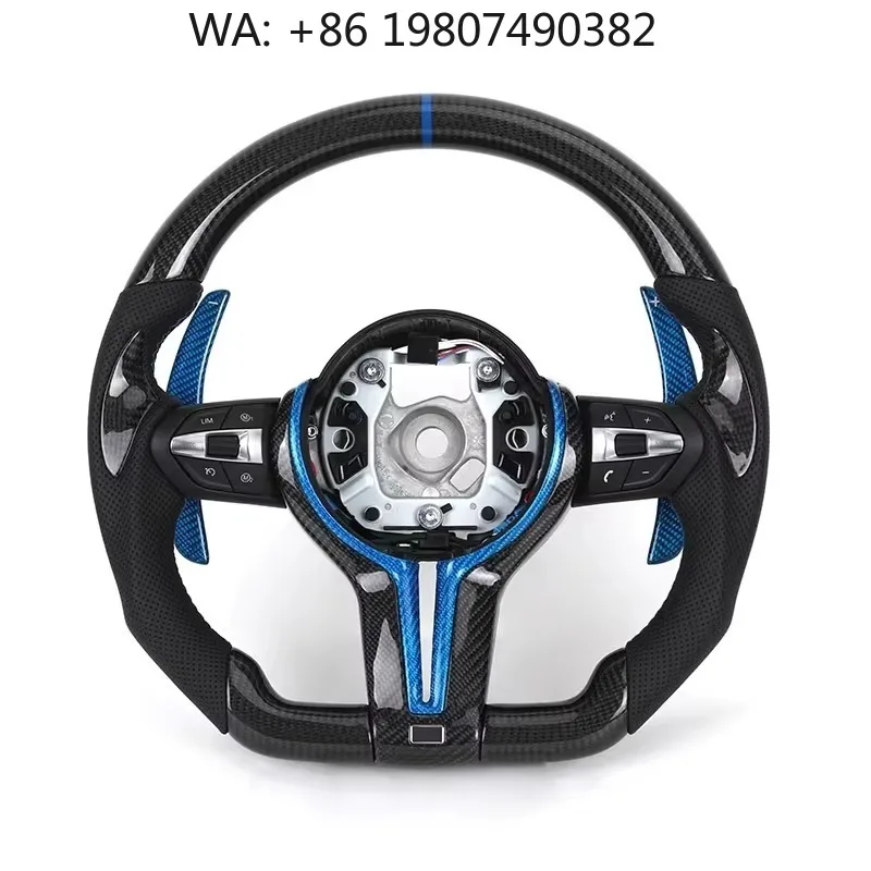 

Blue Decor Strip Carbon Fiber Steering Wheel, M Sport Leather Mod Parts Fits F10 F15 F16 F20 F25 F30 F31 F34 F36 M3 F80 M4 F82 X