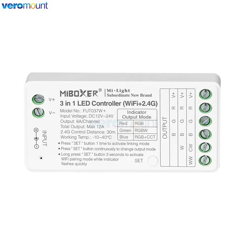 MiBoxer WiFi+2.4G Smart LED Controller FUT035W+ DIM CCT FUT037W+ RGB RGBW RGBCCT Tuya APP Voice Remote Control for LED Strip Use