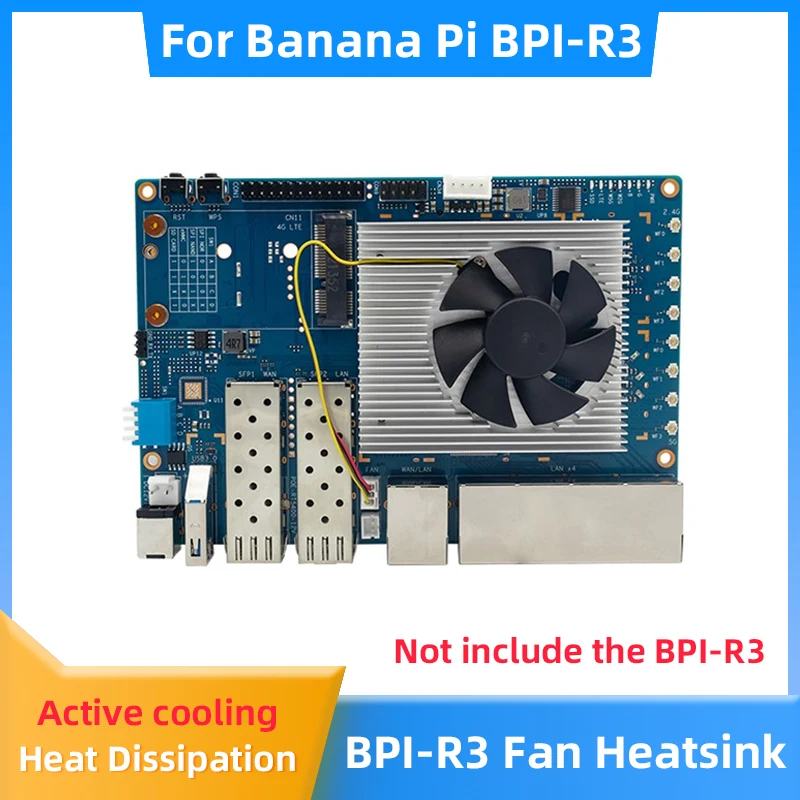 Banana Pi BPI-R3 Metal Material Passive Active Heat Dissipation with Cooling Fan for BPI-R3