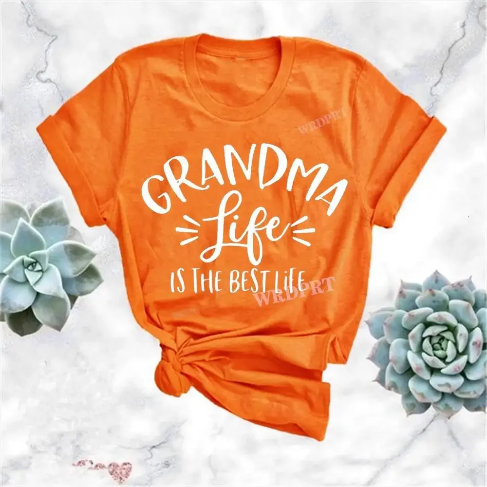 NEW Women Fashion GRANDMA IS THE BEST LIFE Letters Print T-Shrits Summer Short Sleeve Casual Round Neck Graphic Shirt