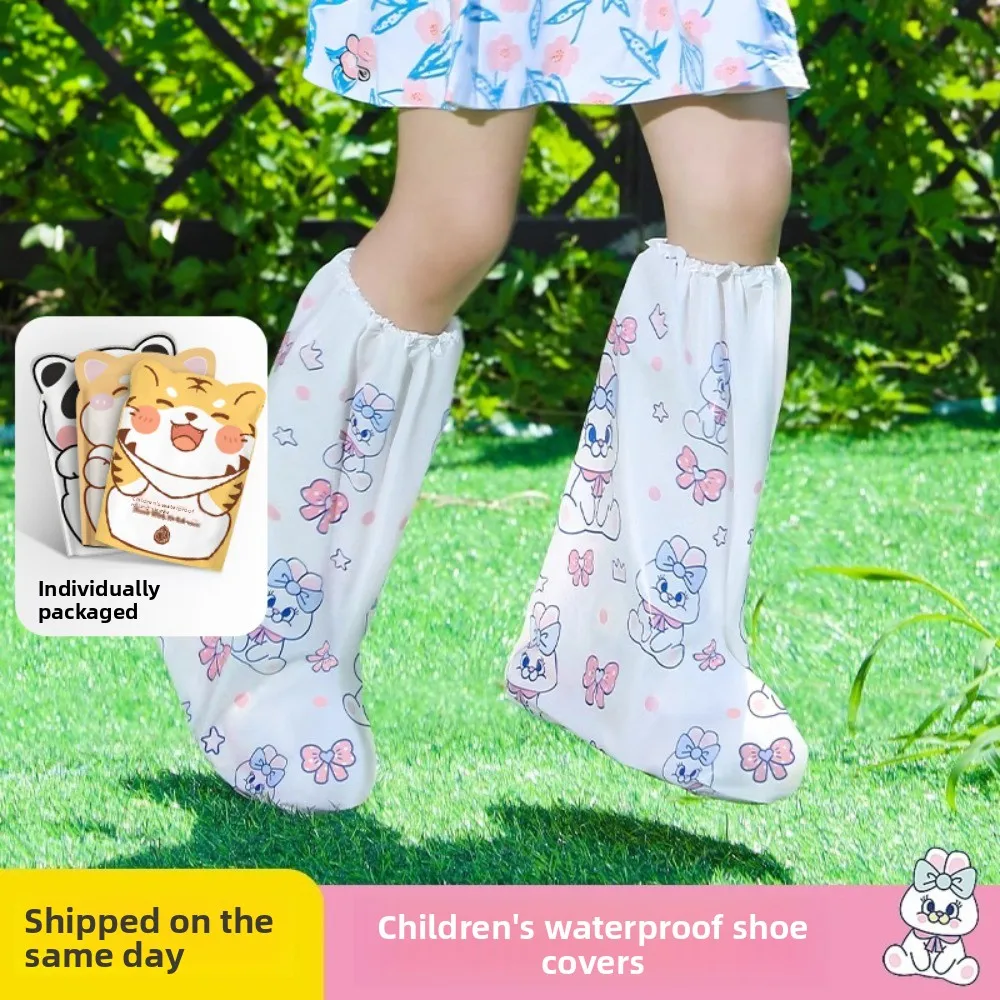 

Children's Disposable Rain Shoe Cover,High Tube Thick Anti Slip,Portable Waterproof Foot Cover Rainy Days, Cartoon Rain Boots