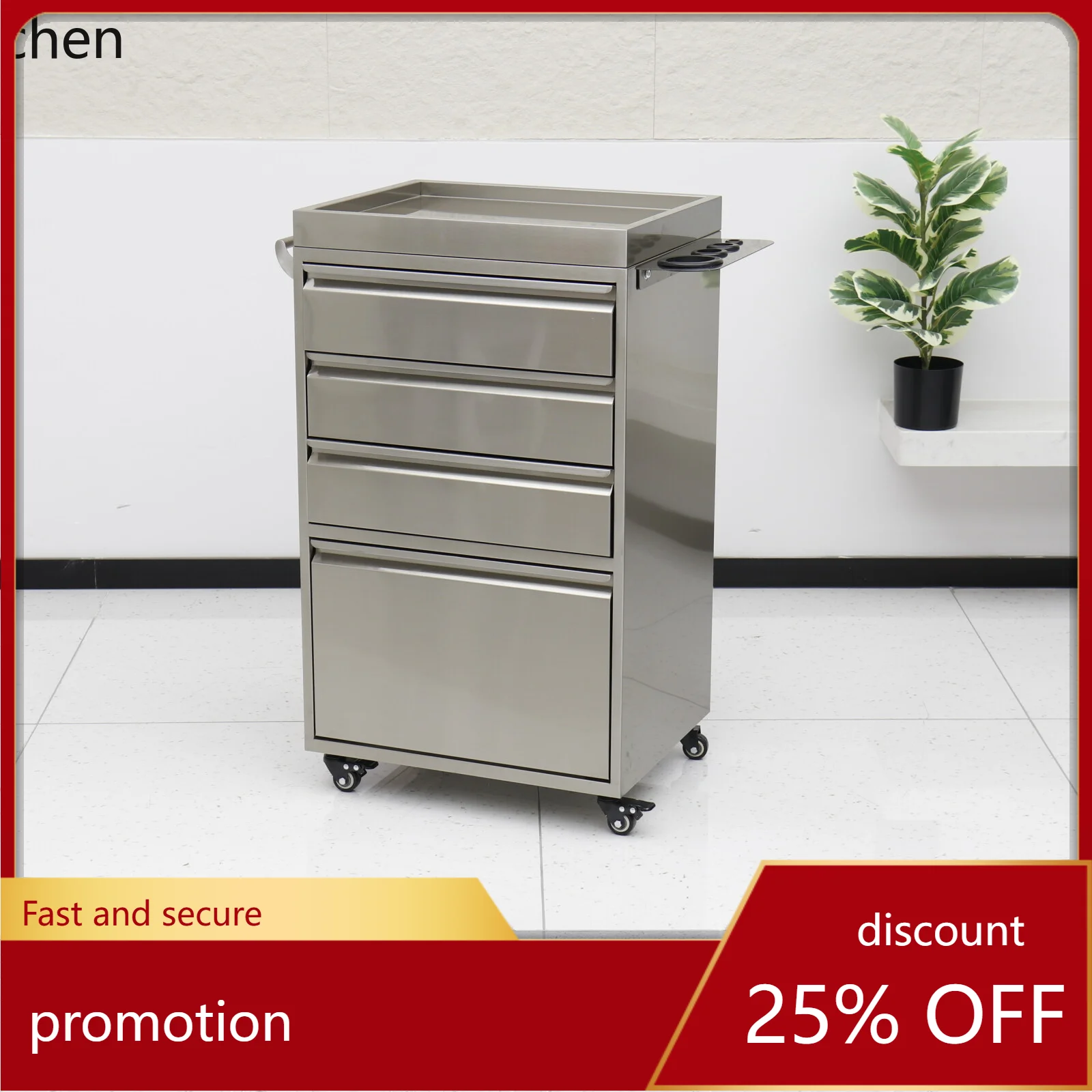 

ZML Stainless Steel Barber Shop Tool Cabinet Hair Salon Special Tool Desk Storage Locker