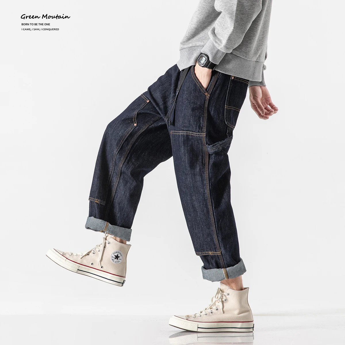 

Свободные джинсы прямого кроя унисекс INS Workwear, широкие брюки в стиле Dad Sle, со средней посадкой, на молнии, повседневные джинсы