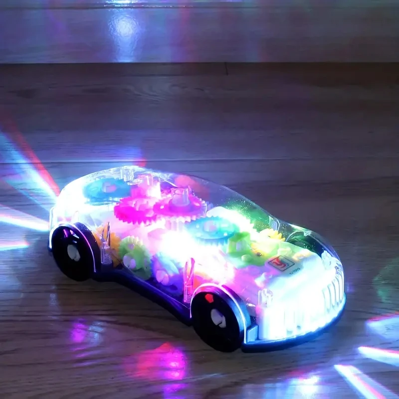 Transparent Gear Toy Car Color Light Electric Music Universal Concept Car, Universal Driving Car Children\'s Toy Car Children\'s B