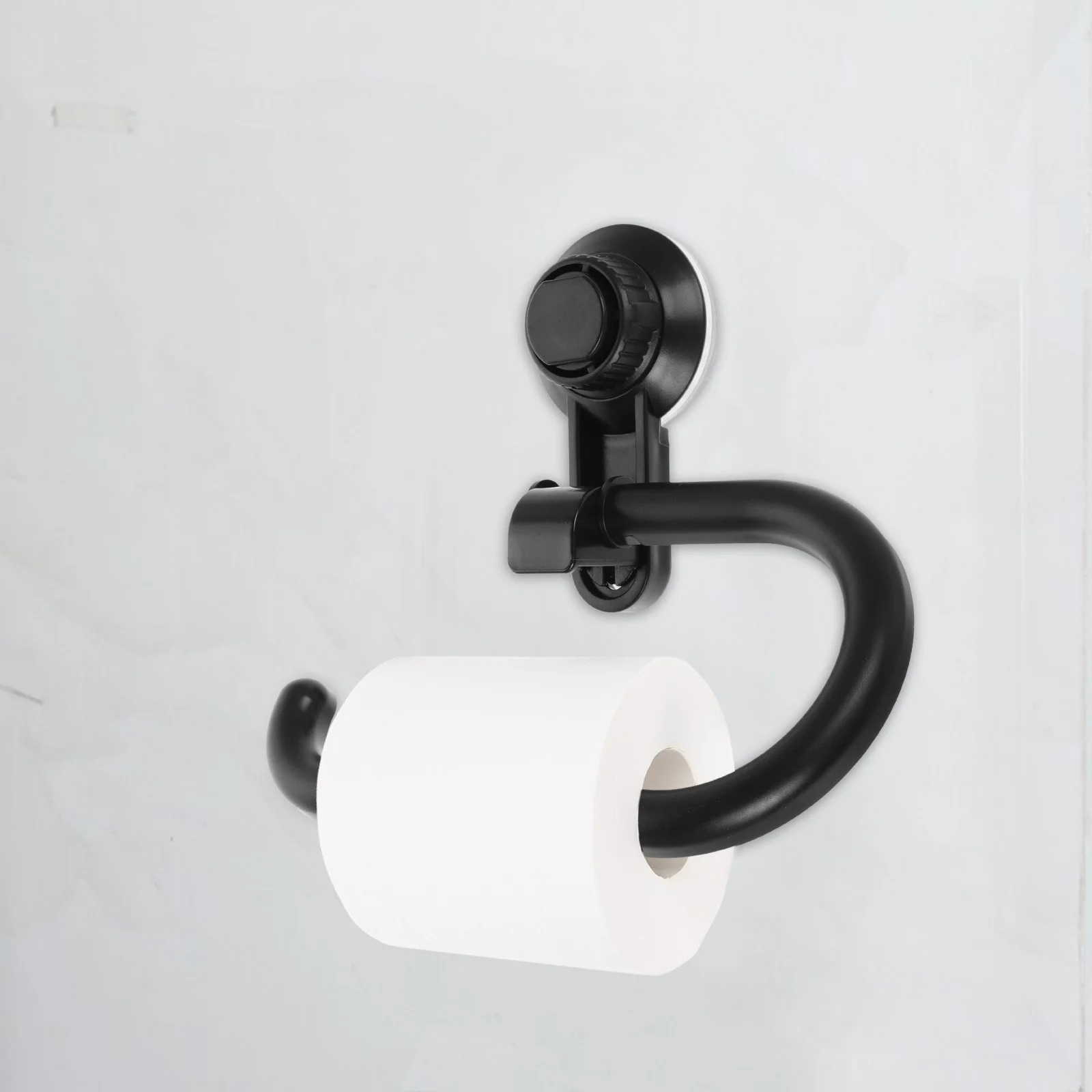 Toilet Paper Holder Suction Cup Towel Bathroom Tissue No Punching Wall Toiletry Black Hook