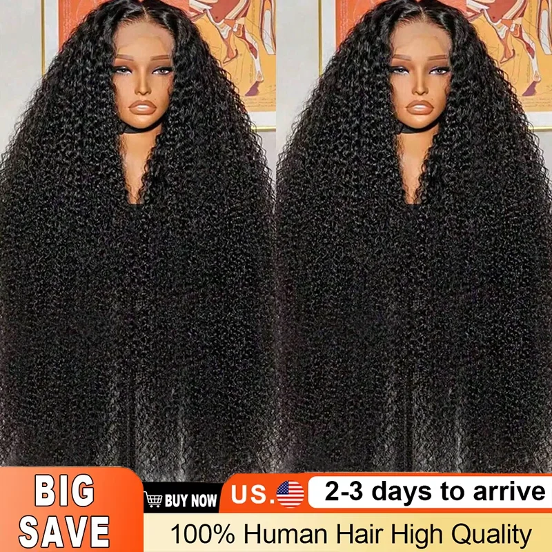 13x4 HD Deep Curly Lace Front Wig 100% Brazilian Remy Hair Pre Plucked Glueless Wig US Stock Fast 2-3 Day Shipping Natural Black Wigs For Black Women