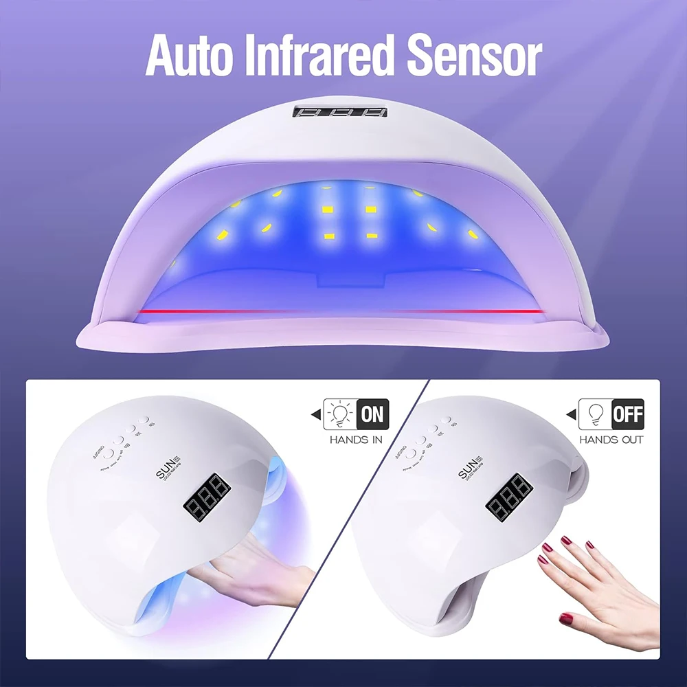 LULAA-Ferramentas Profissionais da Arte do Prego, Secador de Unhas, Cura Gel Polonês, Luz UV LED, 4 Temporizadores, Sensor Automático, Display LCD, 48W